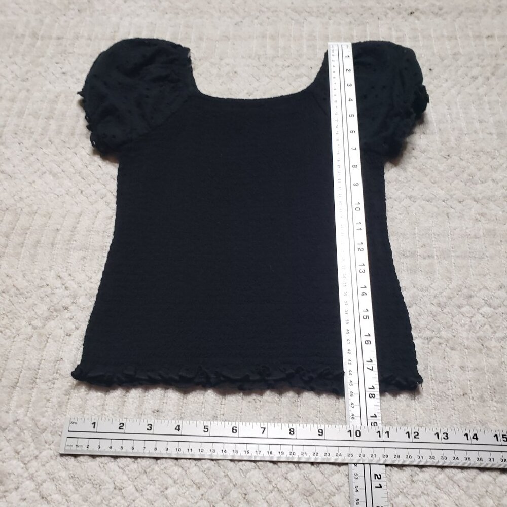 Art Class Black Puff Sleeve Smocked Top – Girls Size L (10/12) - Picture 6 of 9